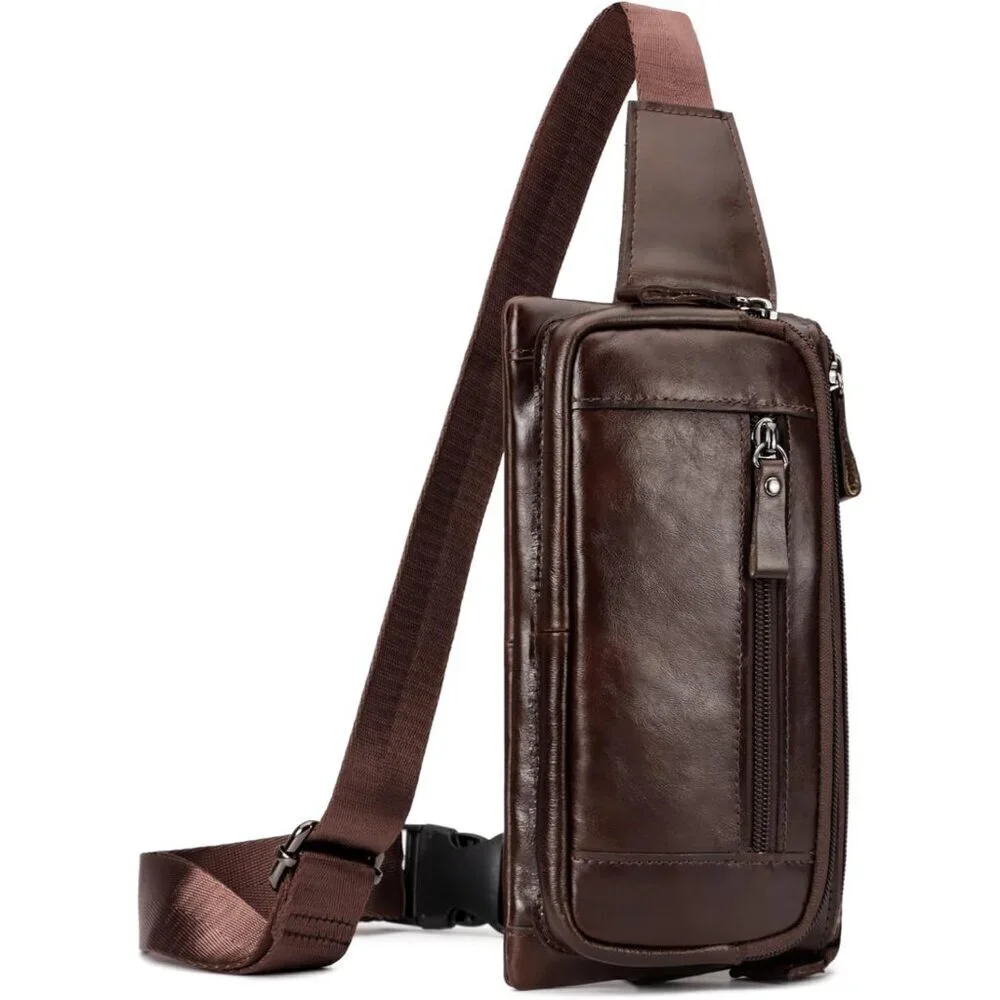 💫 Lareet Strap Crossbody Bag Men Brown Belt Fashion Small Travel Waist Packs